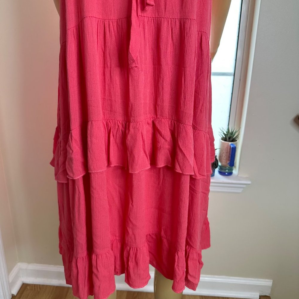 143 Story|Halter Long Dress|Plus 1XL|Coral|Ruffled|Pleated|Lined|Sleeveless - Picture 10 of 16